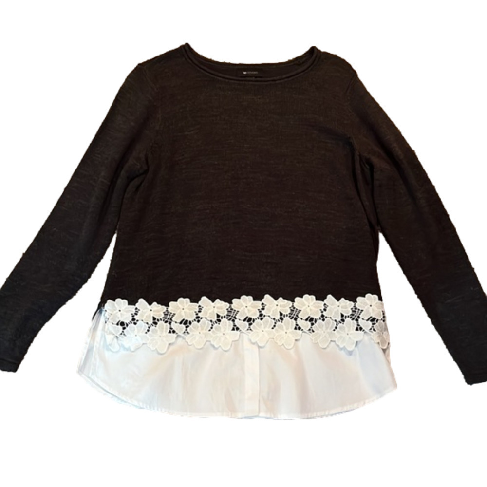 AB Studio grey sweater with bottom lace size XL